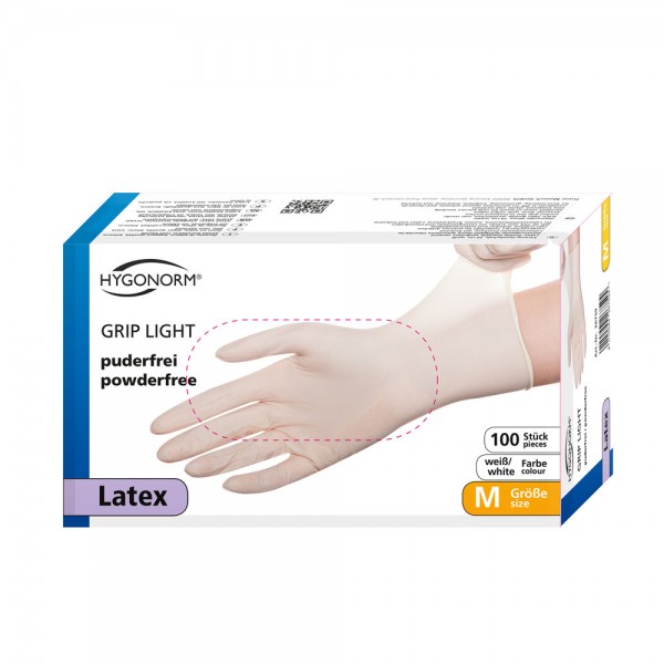 Latex-Handschuhe Hygonorm Grip Light - puderfrei - Gr. M - VE 100 Stück