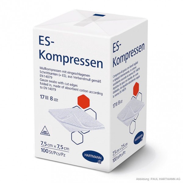 ES-Kompressen - Mullkompressen unsteril - 7,5 cm x 7,5 cm - VE 100 Stück