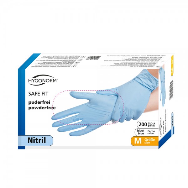 Nitril-Handschuhe Hygonorm Safe Fit - puderfrei - Gr. M - VE 100 Stück