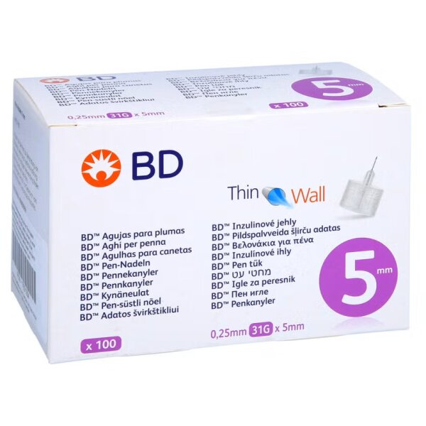 BD Thin Wall Pen-Nadeln  - 100St. *0,25 x 5 mm  31G