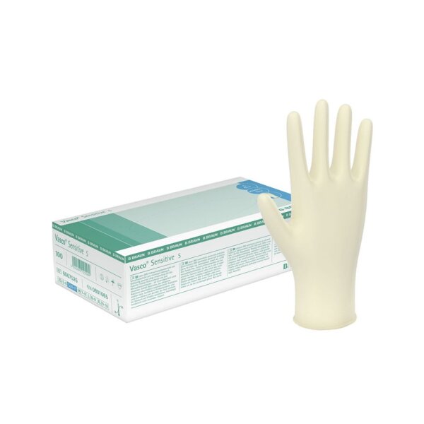 Latex-Handschuhe Vasco sensitive - puderfrei - Gr. M  - VE 100 Stück