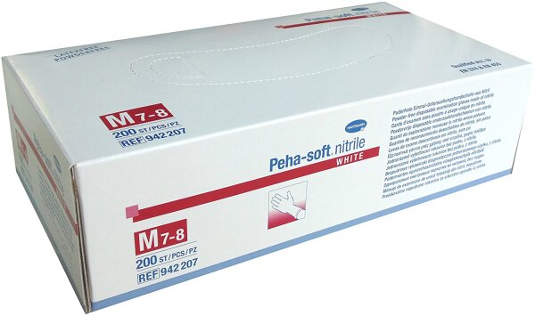 Nitril-Handschuhe Peha-soft nitrile white - puderfrei - Gr. S -  VE 200 Stück