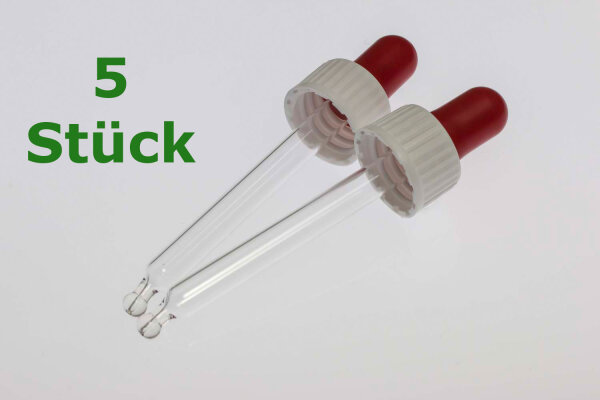 Glaspipette 30 ml - weiß/rot 5 Pipetten