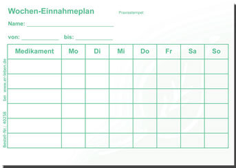 Wochen-Einnahmeplan Er-Leben